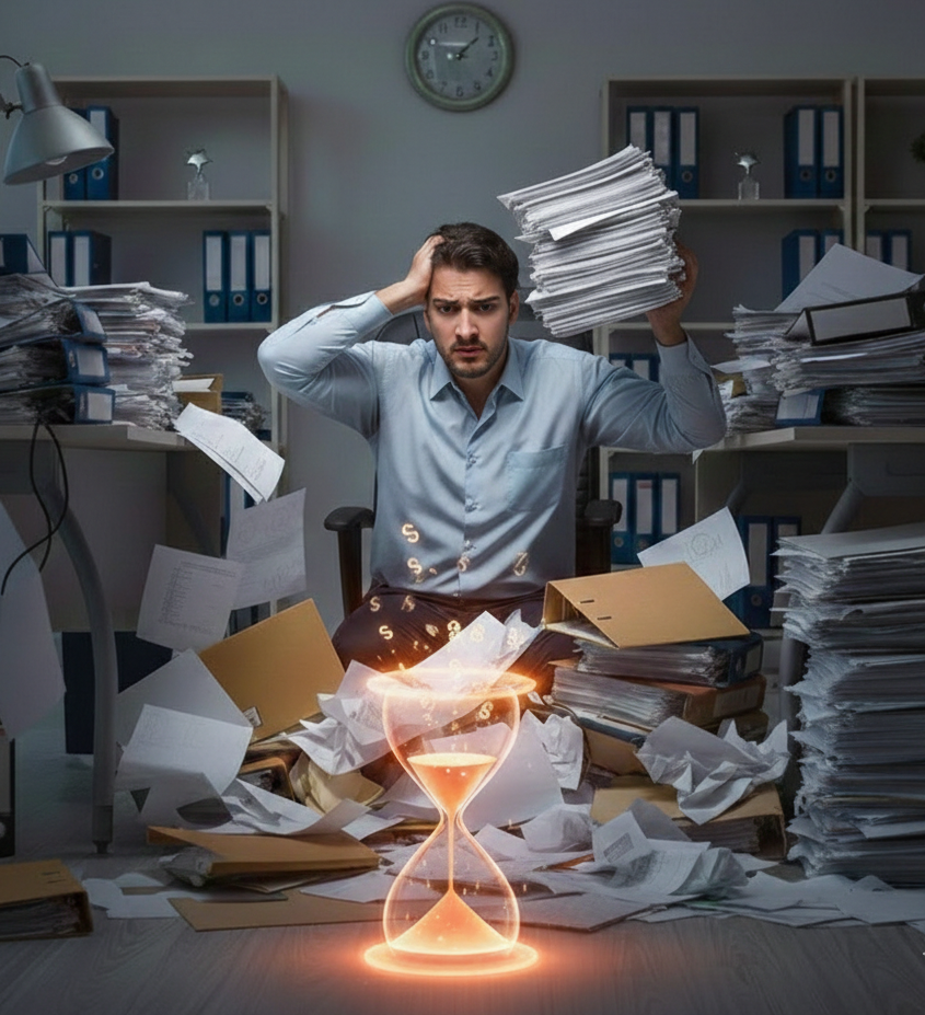 Acumulación de papeles y documentación